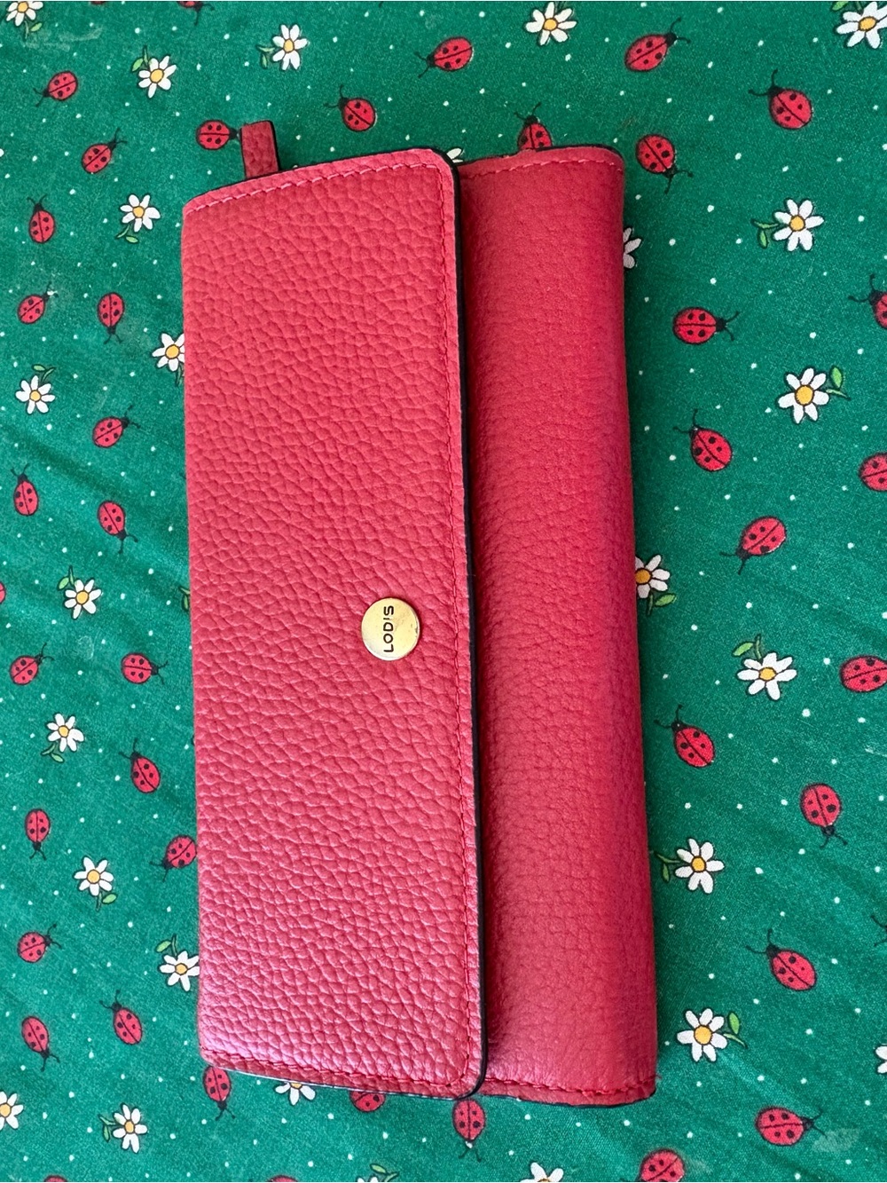 Lodis Kate Large Flap Wallet Red Pebbled Leather